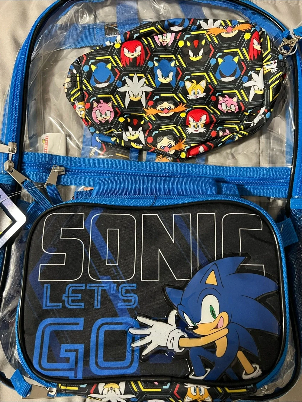 Sonic Clear 17 inch Backpack and Lunch Bag 3 Piece Set